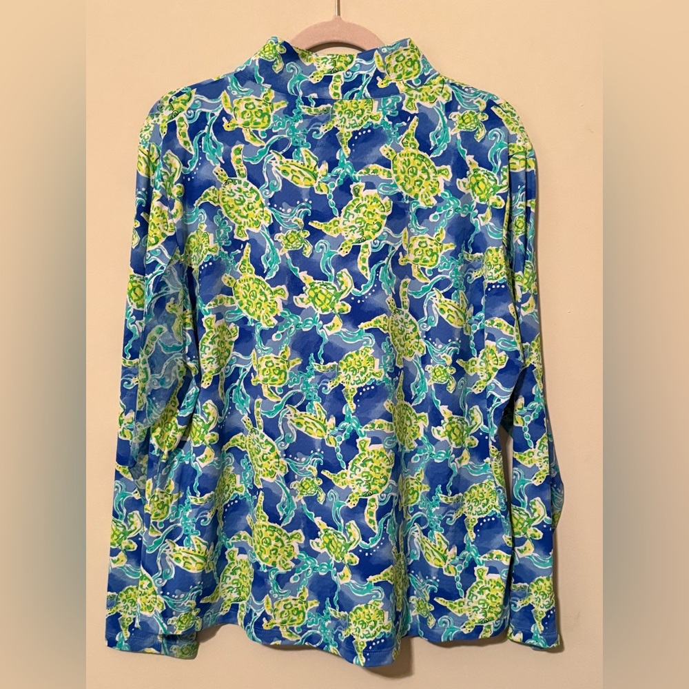 NEW IBKUL Turtles At Sea Print Long Sleeve Mock Neck Golf Top XXL - Picture 4 of 4
